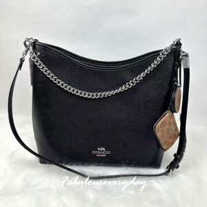Coach Laurel Large Shoulder Bag W/ Mirror Charm And Pouch Leather/Black SOLD OUT